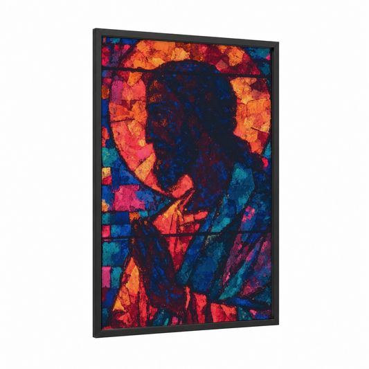 Apostle Paul Portrait framed st. paul print — black wood frame — orange and blue palette