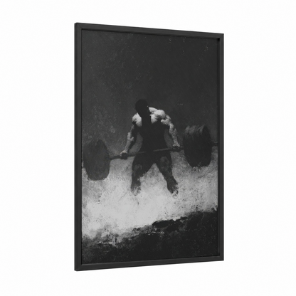 Monochrome Bodybuilder framed bodybuilding print — black wood frame — black and white and gray palette