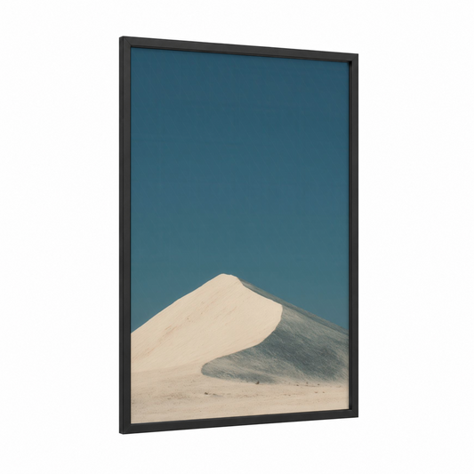 Windswept Dune framed art print — black wood frame — teal and cream palette