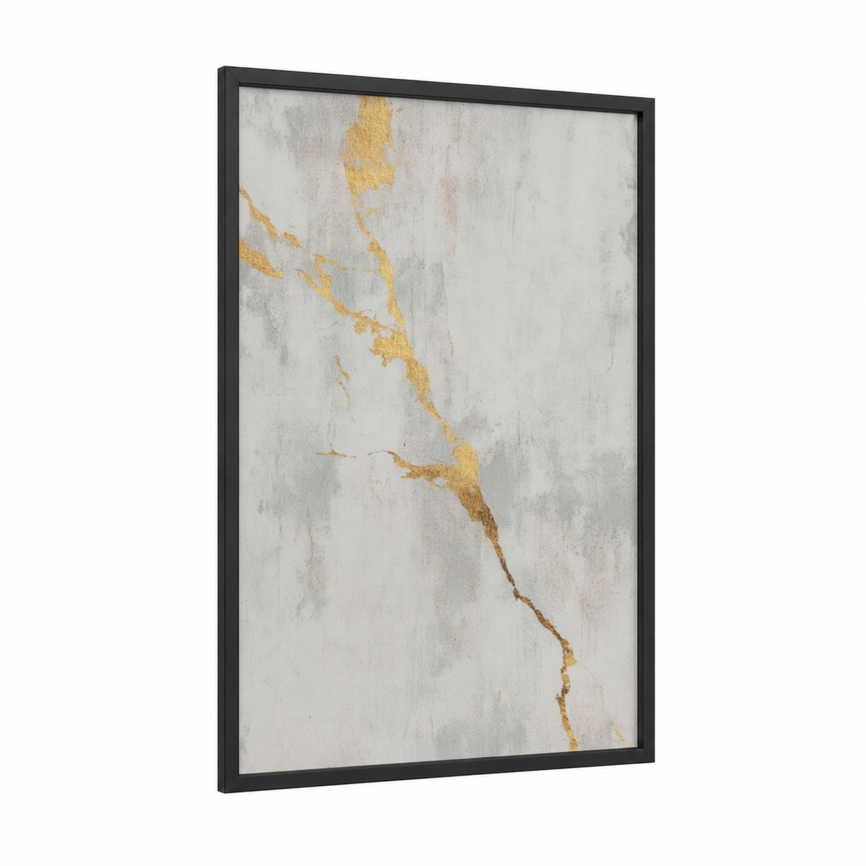 Golden Marble Abstract framed abstract minimalist print — black wood frame — cream and gold palette