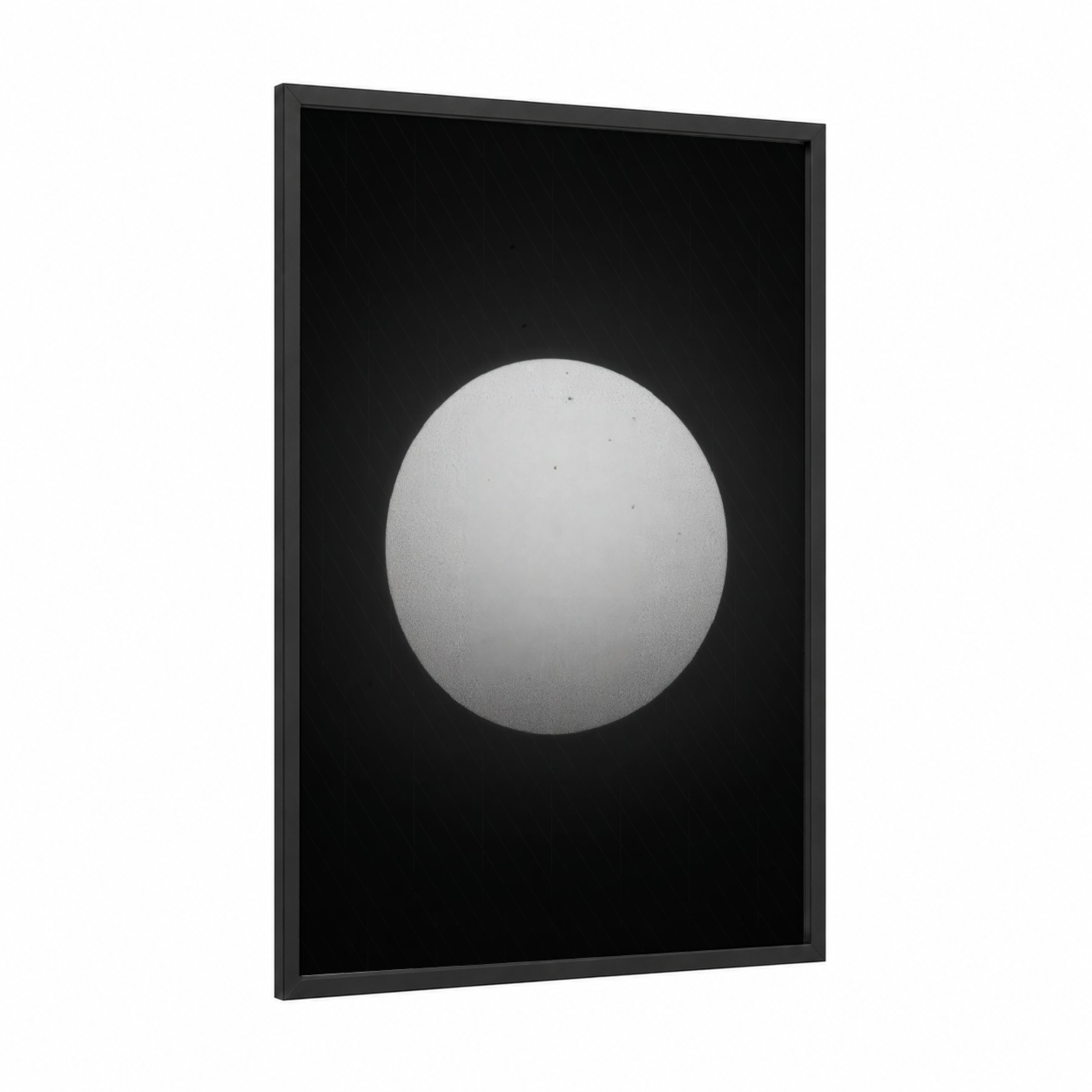 Minimalist Sun framed the sun print — black wood frame — white and black palette