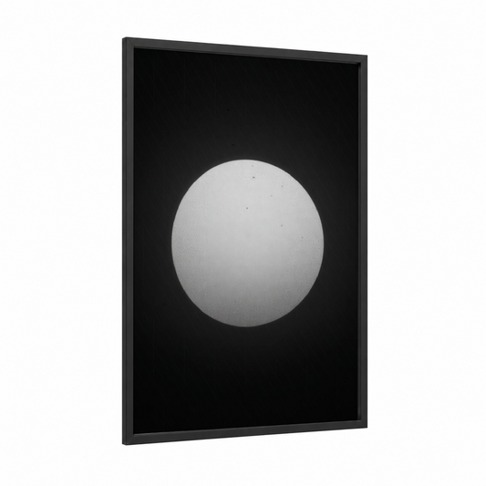 Minimalist Sun framed the sun print — black wood frame — white and black palette