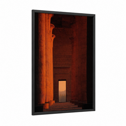 Golden Arch Portal framed art print — black wood frame — gold and russet palette