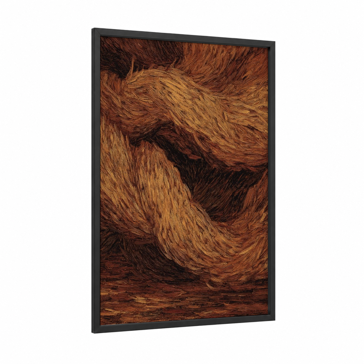 Rustic Rope Knots framed art print — black wood frame — russet and brown palette