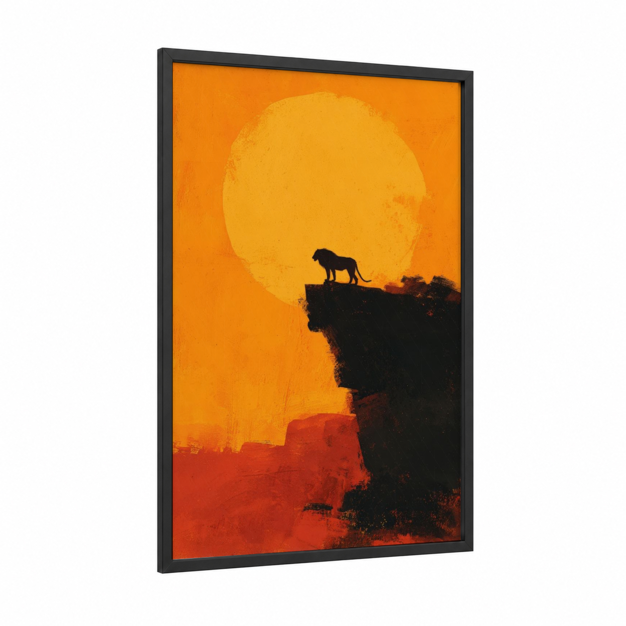Leo Pride Silhouette framed art print — black wood frame — orange and yellow gold palette