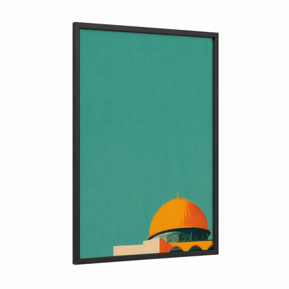 Golden Dome Architecture framed islam print — black wood frame — turquoise and gold palette