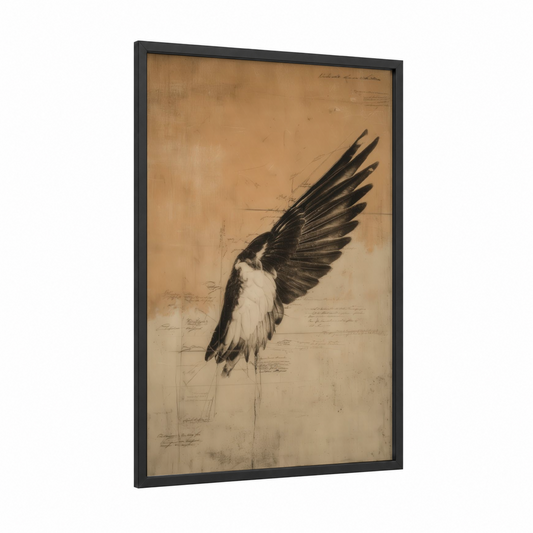 Sketched Cockatiel framed art print — black wood frame — black and white and beige palette