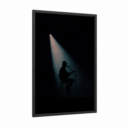 Spotlight Performer framed country print — black wood frame — black and dove gray palette