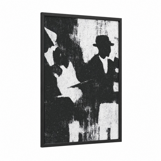 Jazz Silhouettes framed art print — black wood frame — black and white palette