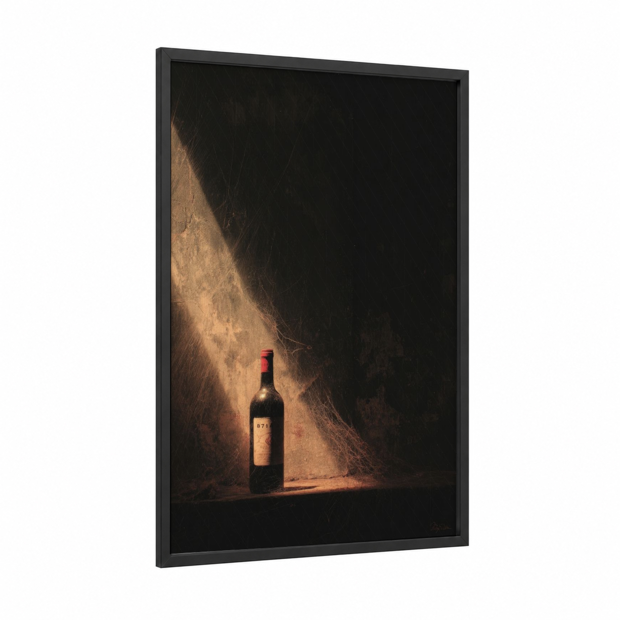Vintage Wine Cellar framed wineries and cellars print — black wood frame — gold and black palette