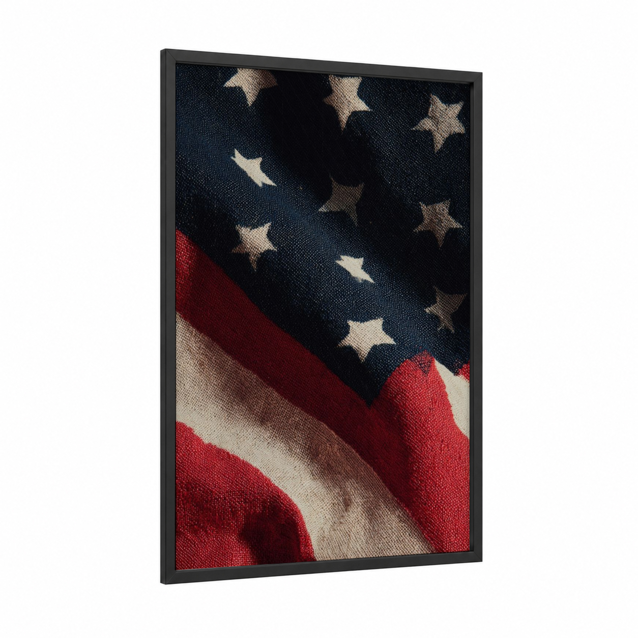 Patriotic Flag Detail framed 4th of july print — black wood frame — red palette