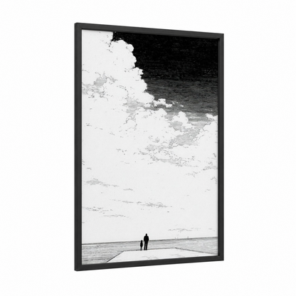 Waterfront Bond framed father's day print — black wood frame — black and white palette