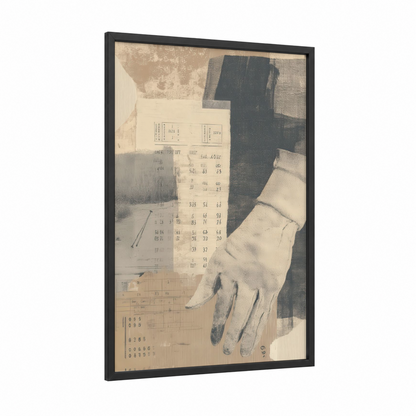 Vintage Golf Hands framed art print — black wood frame — beige and gray palette