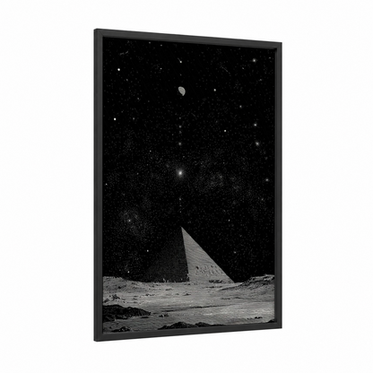 Lunar Pyramid framed great pyramid of giza print — black wood frame — black and white palette