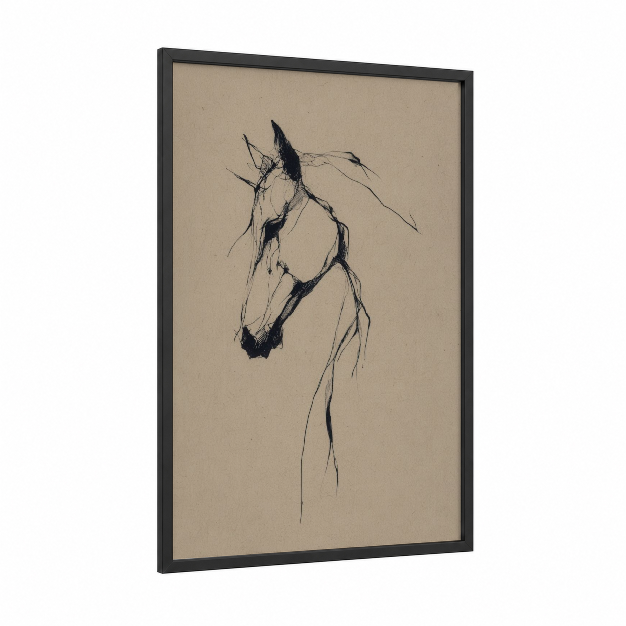 Ethereal Unicorn framed unicorns print — black wood frame — black and beige palette