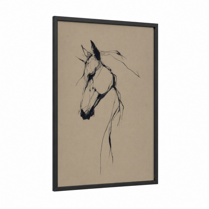 Ethereal Unicorn framed unicorns print — black wood frame — black and beige palette