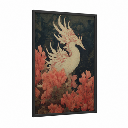 Crimson Nudibranch framed art print — black wood frame — salmon pink and dove gray palette