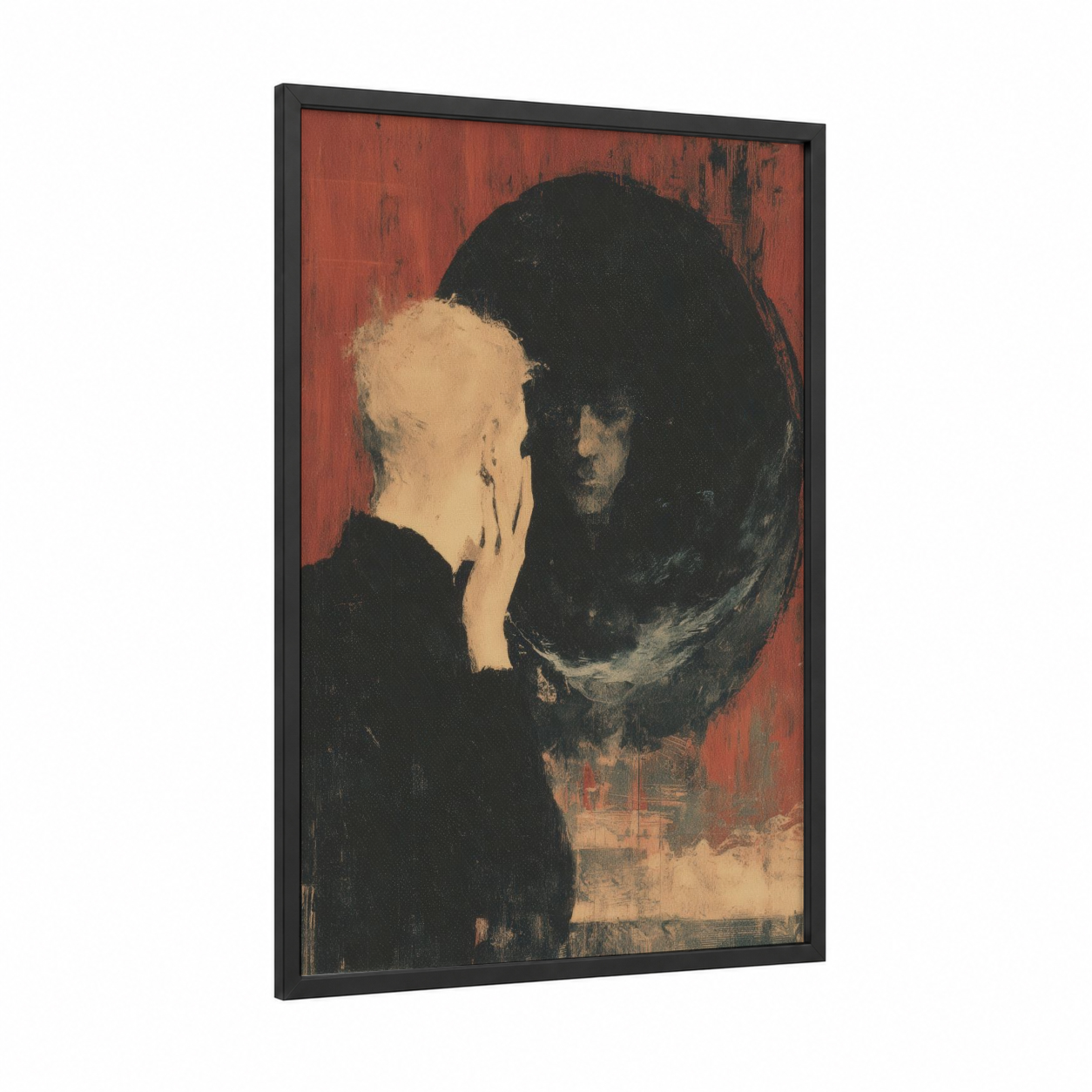 Mirror Reflection Wiccan framed art print — black wood frame — black palette