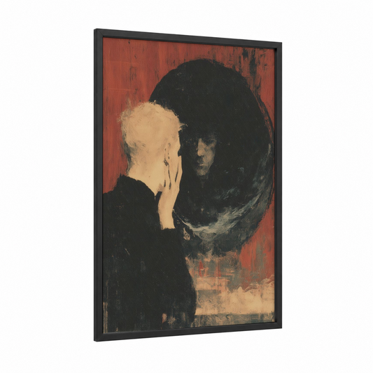 Mirror Reflection Wiccan framed art print — black wood frame — black palette