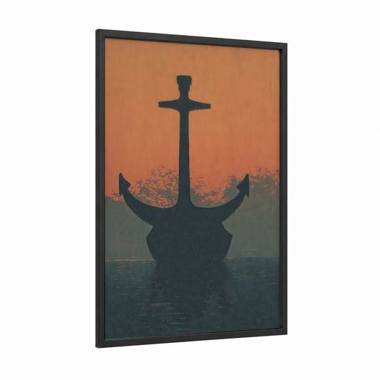Spiritual Anchor framed art print — black wood frame — dark blue palette