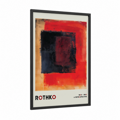 Crimson Composition framed abstract classic print — black wood frame — red and black palette