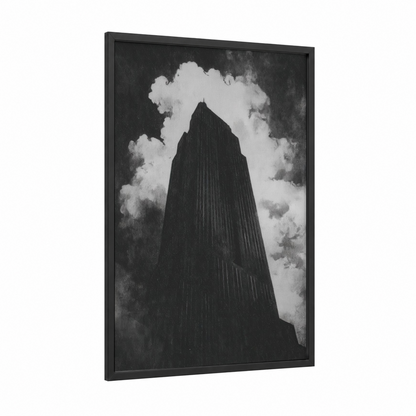 Skyward Empire framed empire state building print — black wood frame — black and white palette