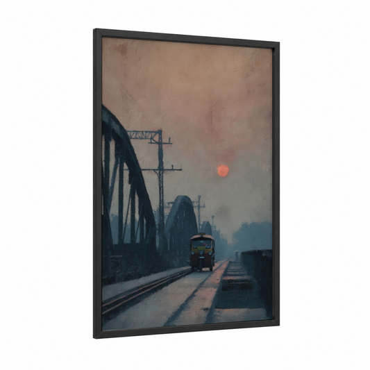 Misty Rickshaw framed art print — black wood frame — nobel palette