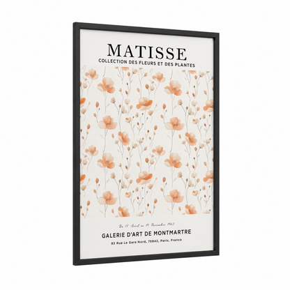 Matisse Florals framed abstract flower print — black wood frame — peach and cream palette