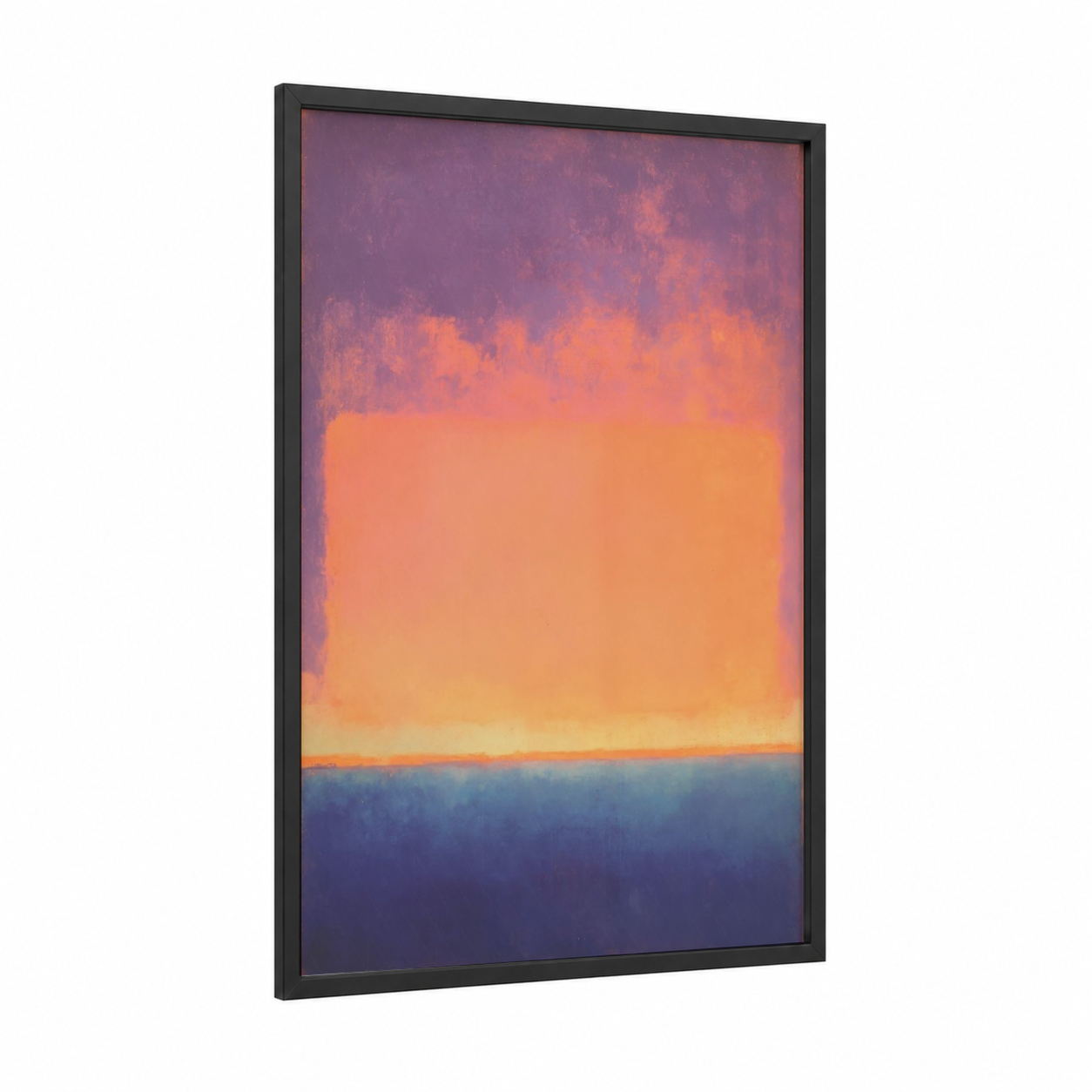 Horizon Glow framed abstract expressionism print — black wood frame — gold and purple palette