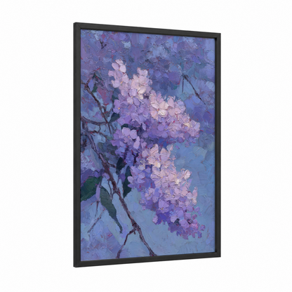Lavender Lilac framed art print — black wood frame — lavender and blue palette