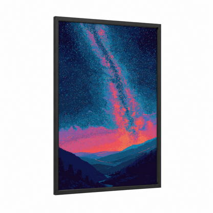 Cosmic Nebula Gradient framed art print — black wood frame — magenta and teal palette