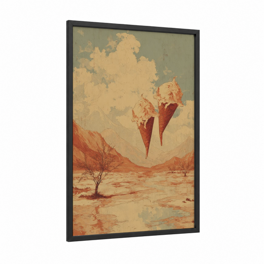 Desert Ice Cream Dream framed sweet print — black wood frame — peach and nobel palette