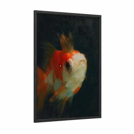 Crimson Zebrafish framed art print — black wood frame — red and black palette