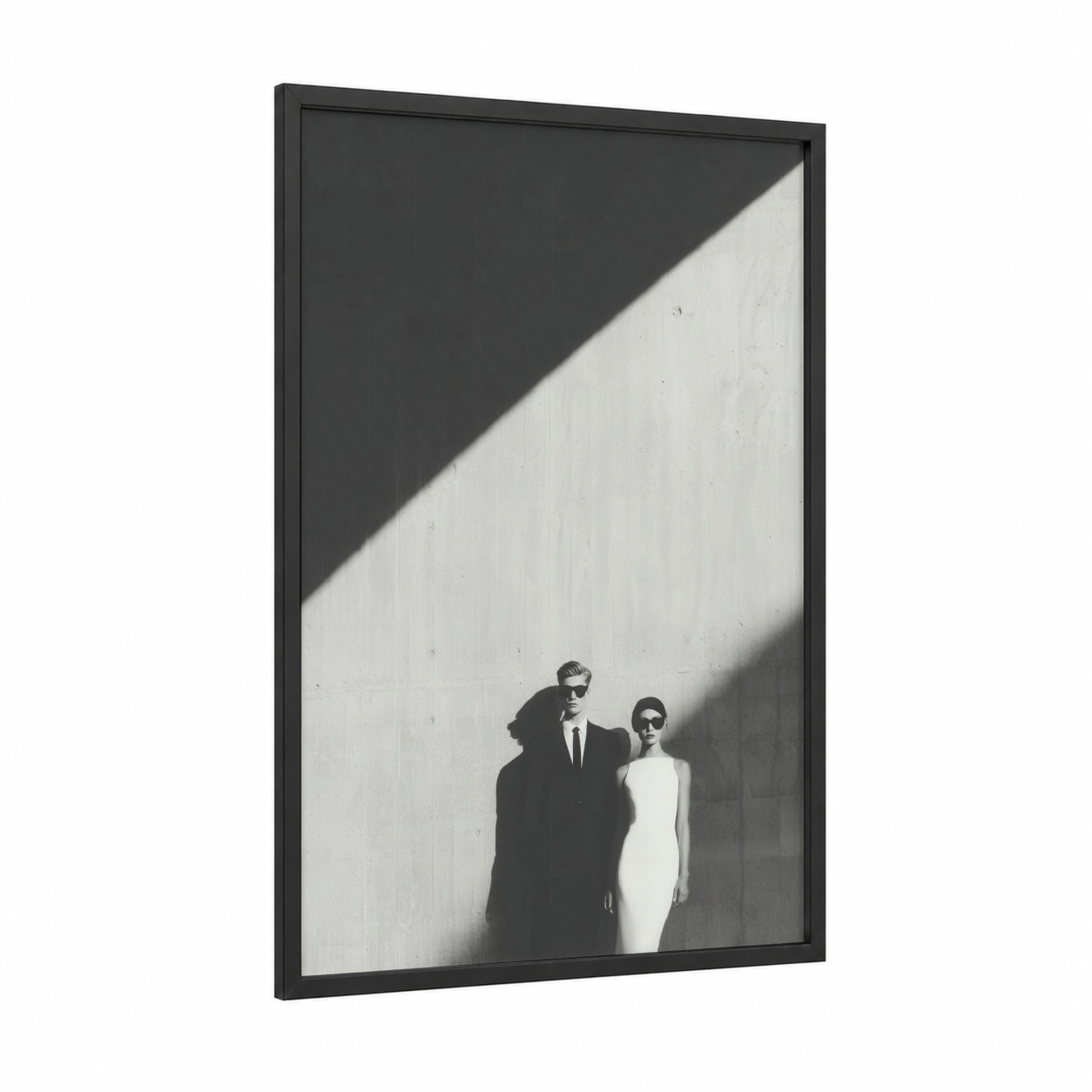 Modern Bride Groom framed groom and bride print — black wood frame — black and white palette