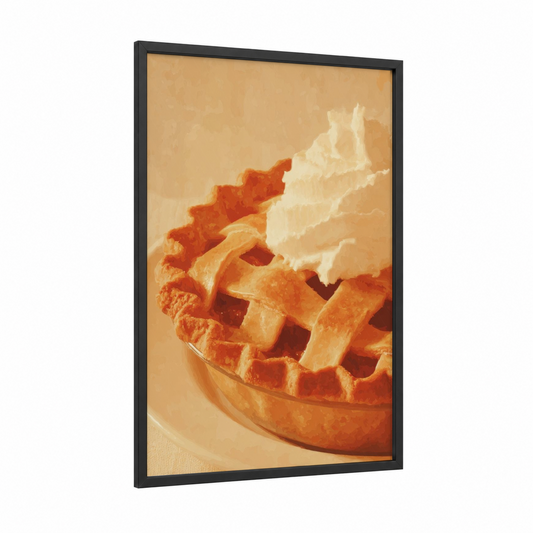 Waffle Breakfast Indulgence framed thanksgiving print — black wood frame — gold and cream palette