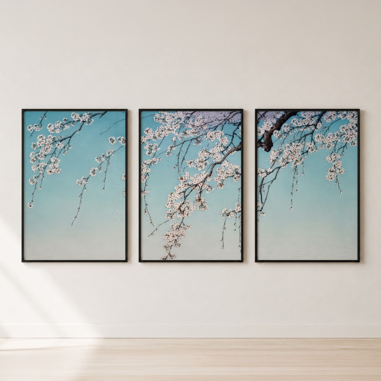 Cherry Blossom Triptych Set of 3 Wall Art — set hero