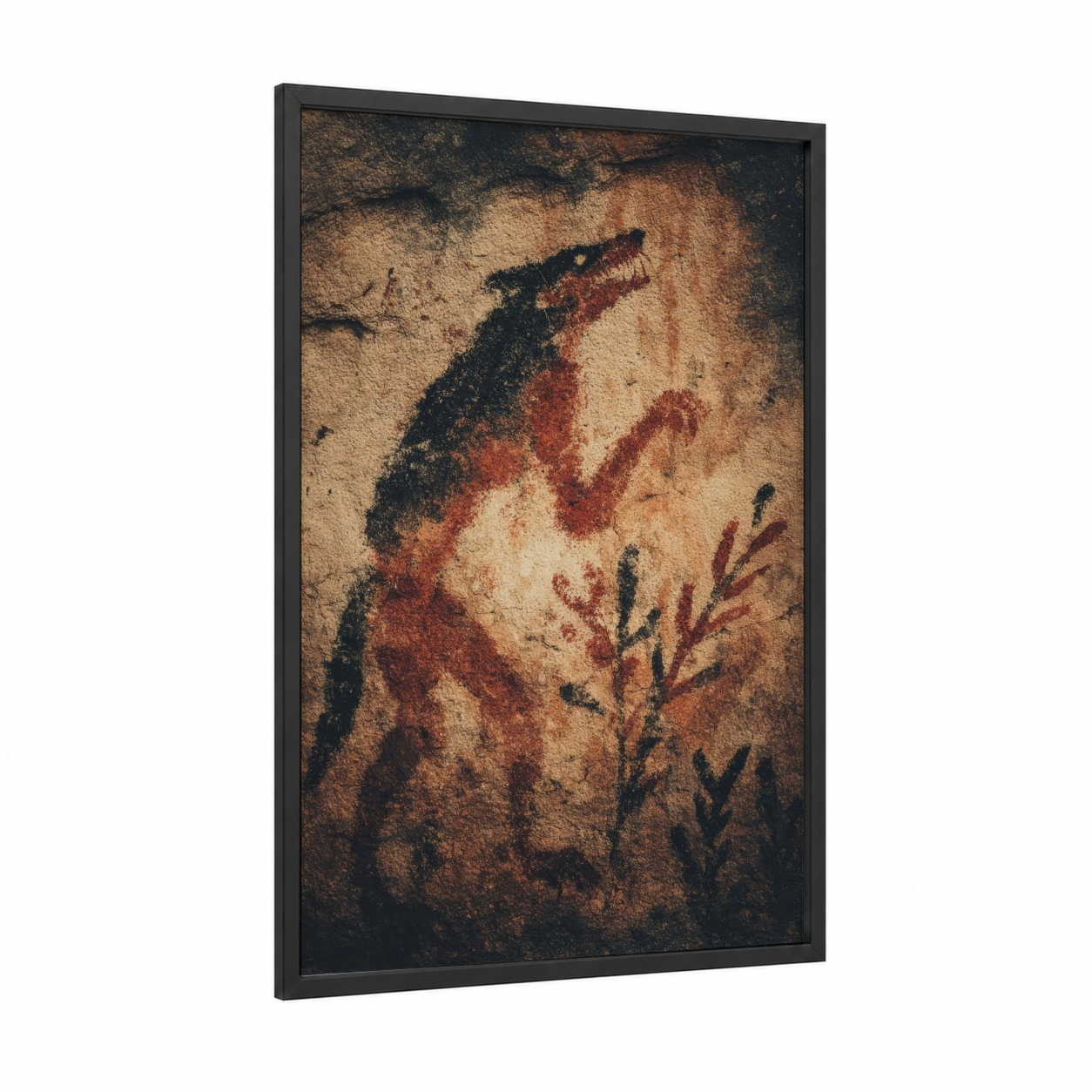 Ancient Werewolf framed art print — black wood frame — brown and black palette