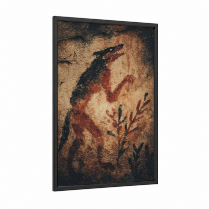 Ancient Werewolf framed art print — black wood frame — brown and black palette