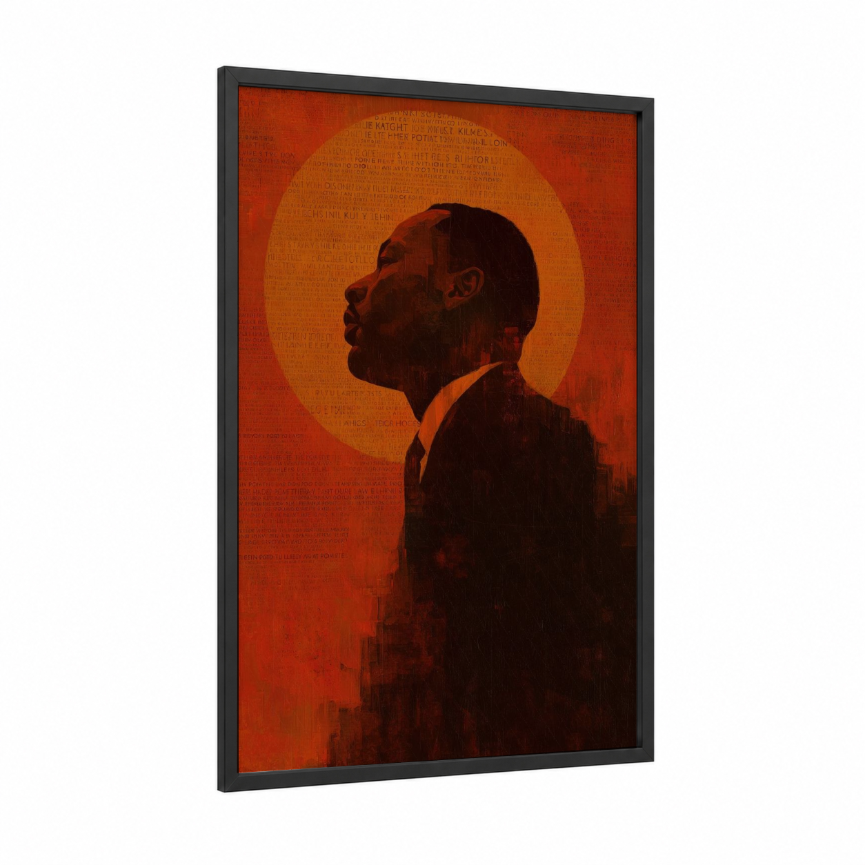 Visionary Legacy framed martin luther king jr day print — black wood frame — red and gold palette
