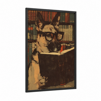 Scholarly Shepherd framed shepherd dogs and collies print — black wood frame — russet and cream palette