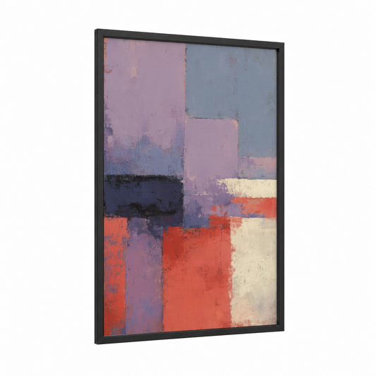 Lavender Abstractions framed lavender field print — black wood frame — lavender and peach palette