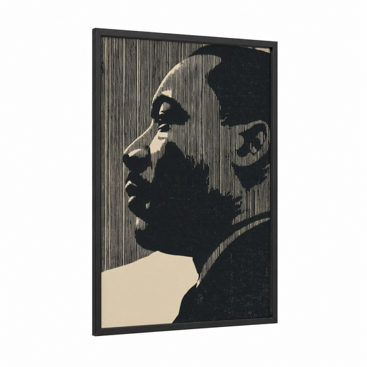 Civil Rights Leader framed martin luther king jr day print — black wood frame — black and white and cream palette