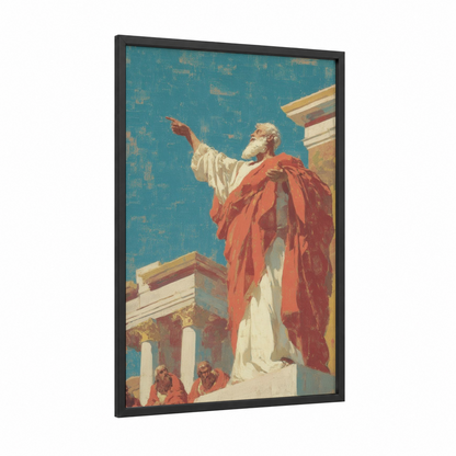 Apostle Paul Ascending framed st. paul print — black wood frame — blue and red palette