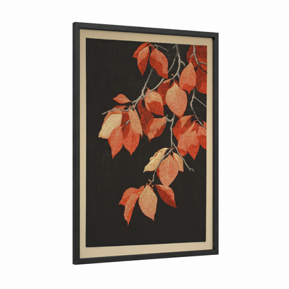 Autumn Linden framed linden tree print — black wood frame — gold palette