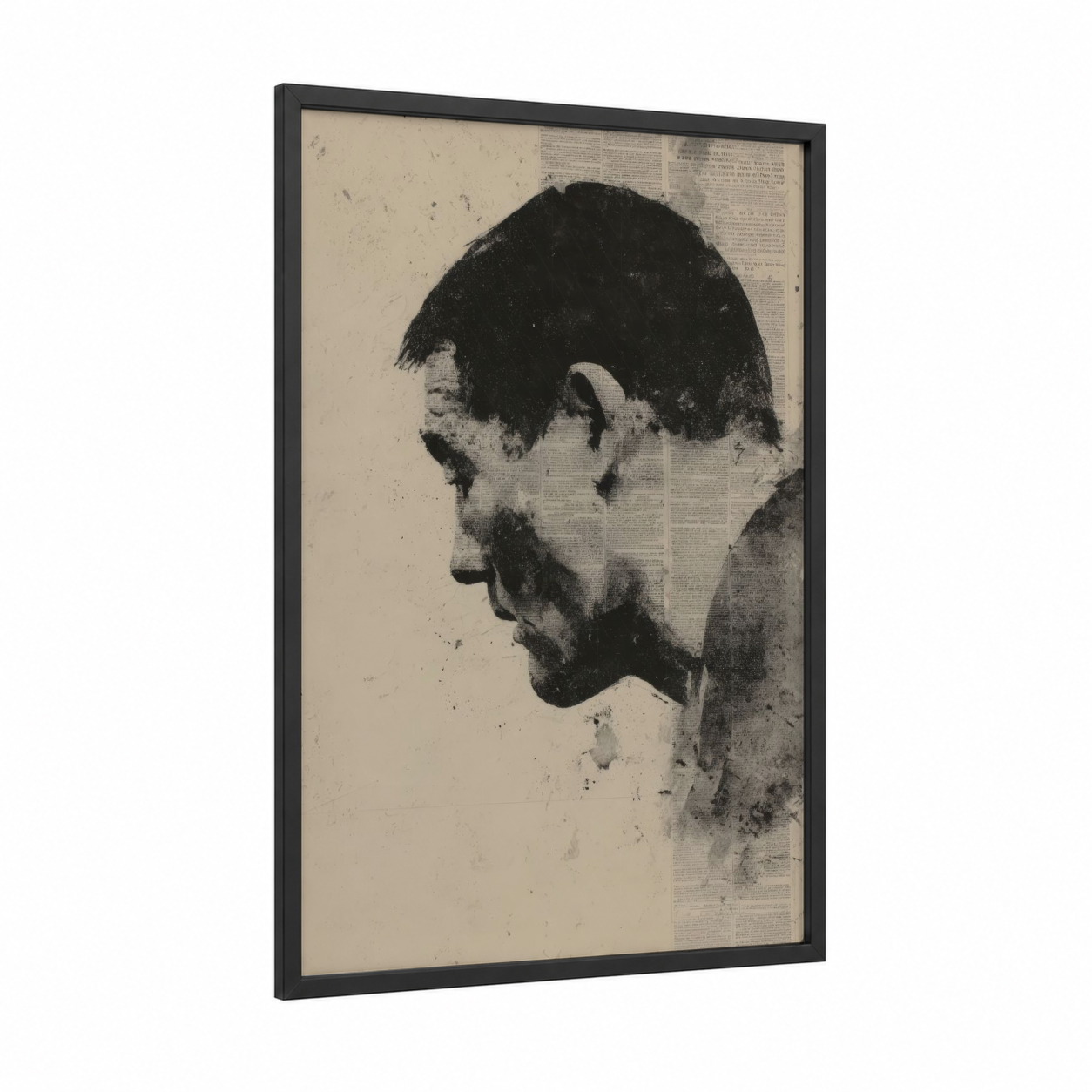 Vintage Rugby Portrait framed art print — black wood frame — black and white palette