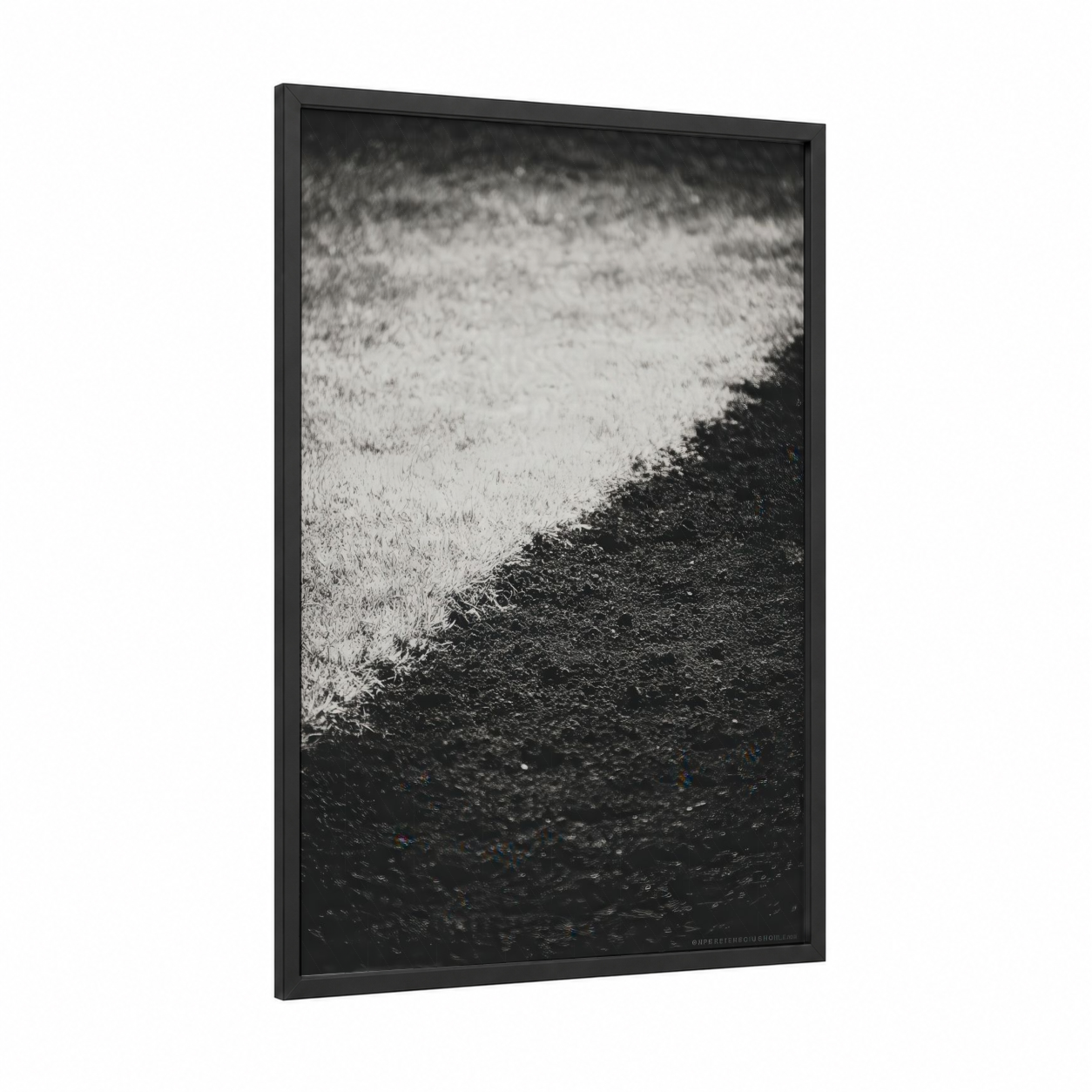 Athletic Field Contrast framed stadiums and fields print — black wood frame — black and white palette