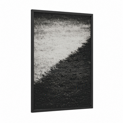 Athletic Field Contrast framed stadiums and fields print — black wood frame — black and white palette