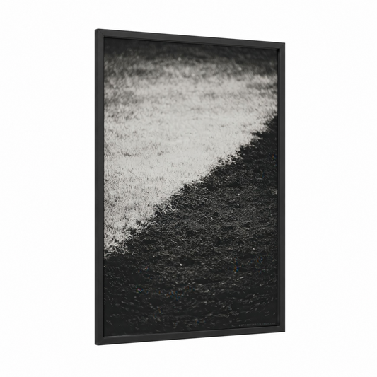 Athletic Field Contrast framed stadiums and fields print — black wood frame — black and white palette