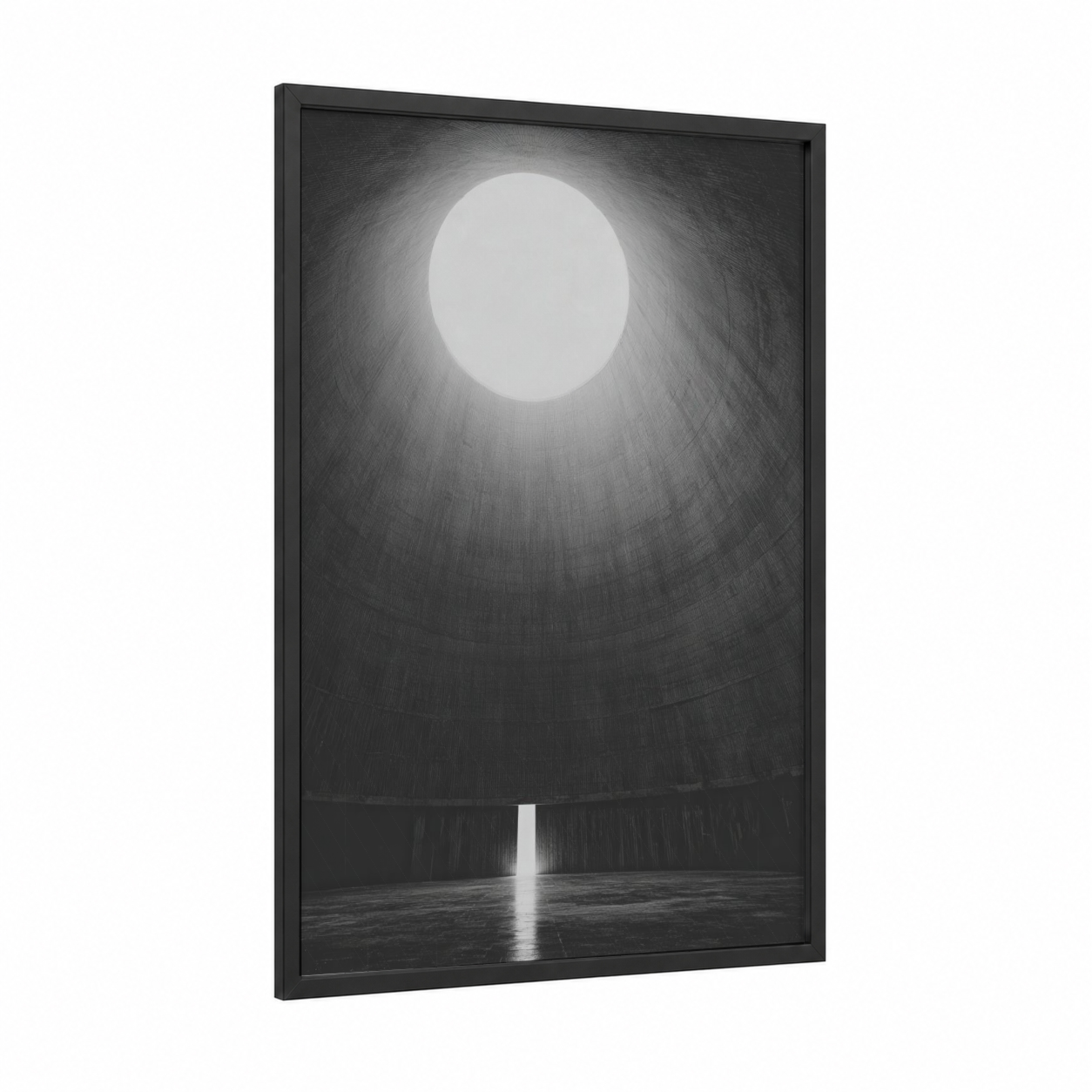 Luminous Dome framed art print — black wood frame — black and white and gray palette