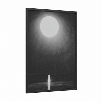 Luminous Dome framed art print — black wood frame — black and white and gray palette